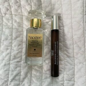 VACATION eau de toilette & NEST Balinese coconut perfume oil.